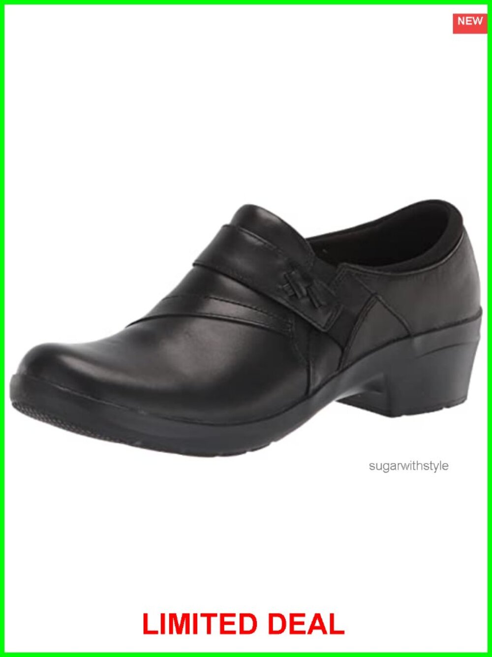 Leather Loafers with Pearl Detail 1.75" Heel Comfort Flats